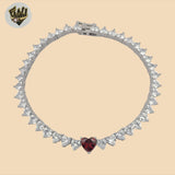 (2-0332-1) 925 Sterling Silver - 5mm Heart Shape Zircon Bracelet.