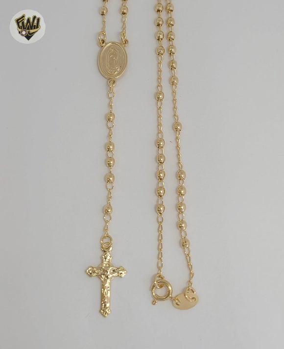 (1-3321-2) Gold Laminate - 2.5mm Guadalupe Rosary Necklace - 16