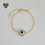 (1-0658) Laminado de oro - Pulsera de eslabones de mal de ojo de 2,5 mm - BGF