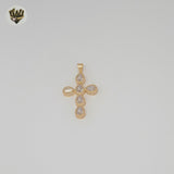 (1-2395) Gold Laminate - Zircon Cross Pendants  - BGF