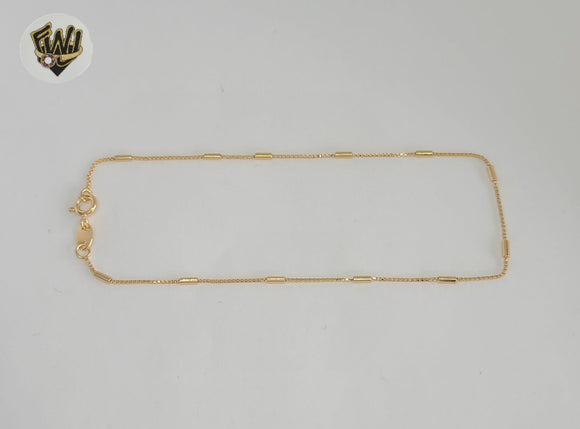 (1-0063) Gold Laminate - 1mm Alternative Box Link Anklet - 10