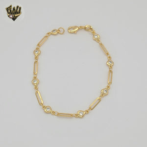 (1-0699-1) Gold Laminate - Paper Clip Link Heart Zircon Bracelet - BGF