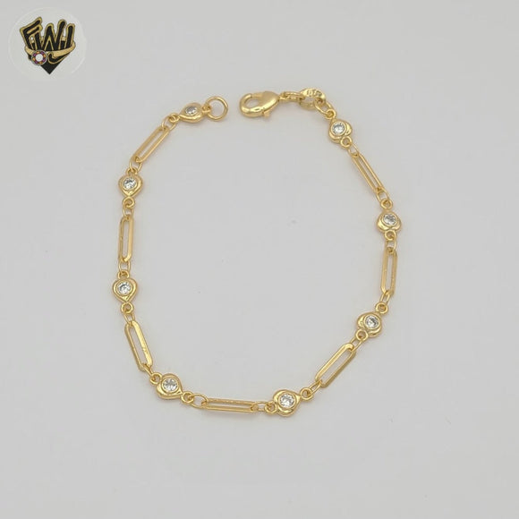 (1-0699-1) Gold Laminate - Paper Clip Link Heart Bracelet - BGF