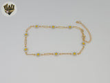 (1-0248-1) Gold Laminate -  Flowers Anklet - 10" - BGF