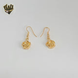 (1-1138) Gold Laminate - Flower Dangle Earrings - BGF