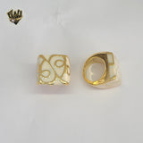 (4-0055-3) Stainless Steel - Carved Stone Ring.