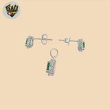 (2-6334) 925 Sterling Silver - Green Zircon Set.