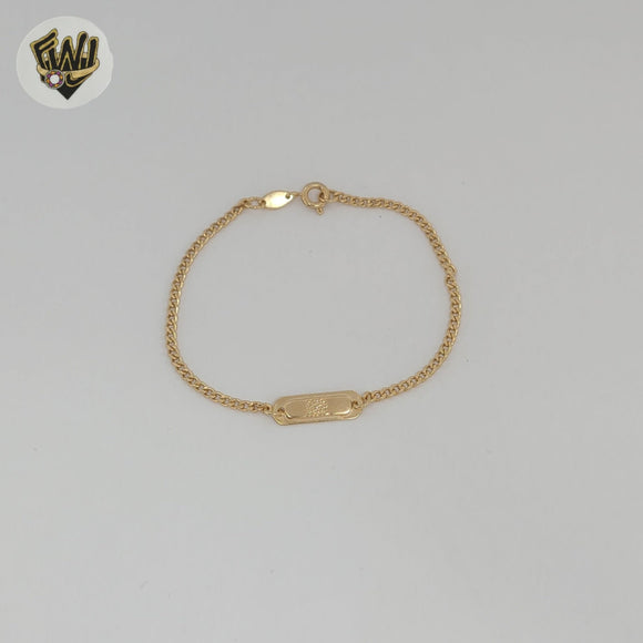 (1-0943) Gold Laminate - 2mm Curb Link Plate Kids Bracelet - 6.5