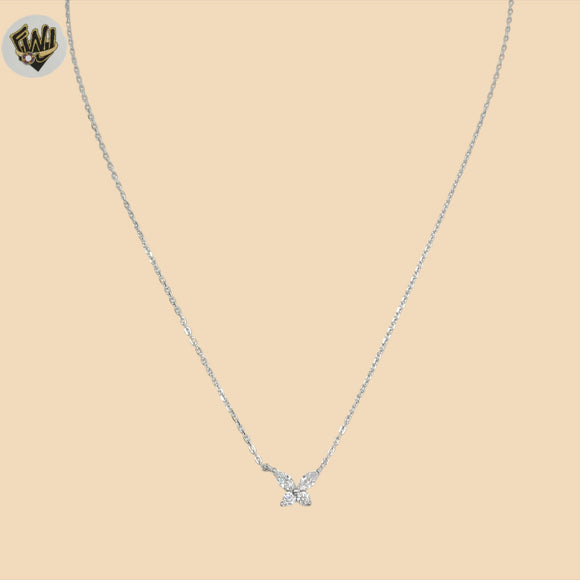 (2-66014-1) 925 Sterling Silver - 1mm Link Zircon Butterfly Necklace.