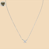 (2-66014-1) 925 Sterling Silver - 1mm Link Zircon Butterfly Necklace.