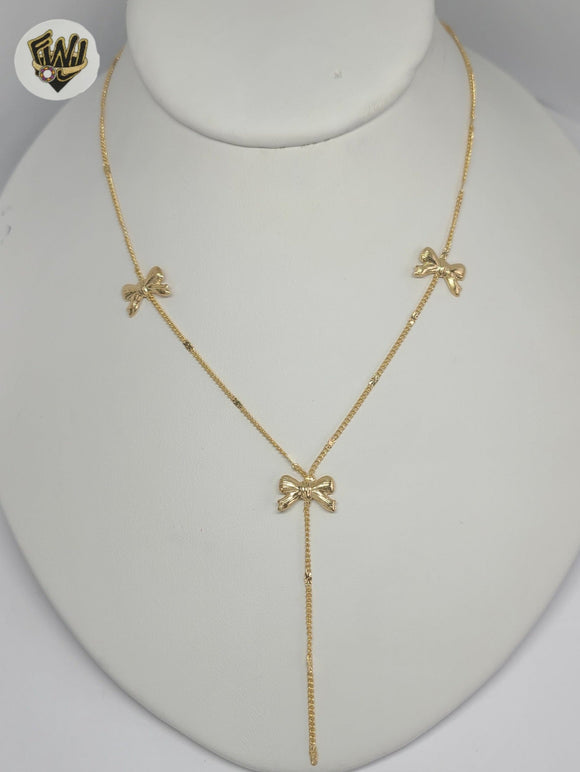 (1-6095-1) Gold Laminate - 1mm Link Bow Necklace - BGF