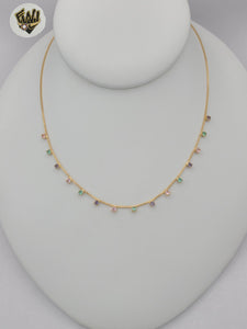 (1-6520-1) Gold Laminate - Multicolor Zircon Necklace - BGF