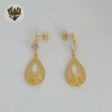 (1-1244-5) Gold Laminate - Flower Long Earrings - BGF