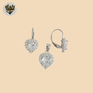 (2-6466) 925 Sterling Silver - Zircon Heart Set.