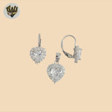 (2-6466) 925 Sterling Silver - Zircon Heart Set.