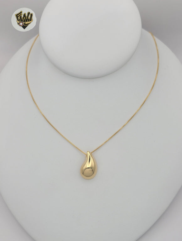 (1-6058) Gold Laminate - Tear Drop Necklace - BGF