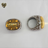 (4-0078) Acero inoxidable - Anillo para hombre con circonitas talladas.