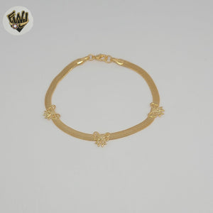 (1-0789) Gold Laminate - Bow Herringbone Bracelet - 7" - BGF