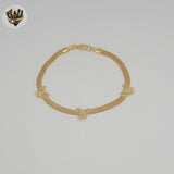 (1-0789) Gold Laminate - Bow Herringbone Bracelet - 7" - BGF