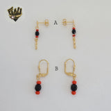 (1-1146-1) Gold Laminate - Azabache Dangle Earrings - BGF