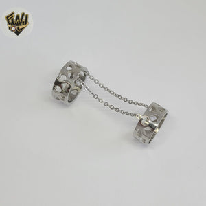 (4-0033) Stainless Steel - Double Carved Ring.