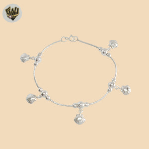 (2-0327) Plata de ley 925 - Pulsera con dijes ajustables de 2 mm.