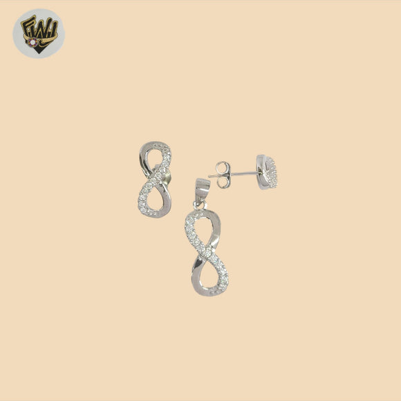 (2-6468-1) 925 Sterling Silver - Zircon Infinity Set.