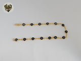 (1-0138-1) Gold Laminate - 6.5mm Evil Eye Anklet - 9.5" - BGO