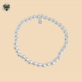 (2-0421) Plata de ley 925 - Pulsera de eslabones de bolas de 4 mm.