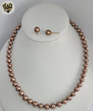 (MSET-52) Gold Laminate - 8mm Mallorca Pearls Set - BGF