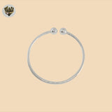 (2-0690) Plata de ley 925 - Brazalete con bolas clásicas abiertas de 3 mm - 2,1/2"