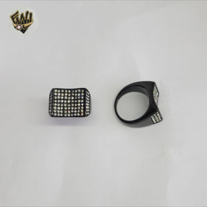 (4-0078) Acero inoxidable - Anillo para hombre con circonitas talladas.