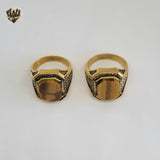 (4-0091) Stainless Steel -Tigers Eye Rings.