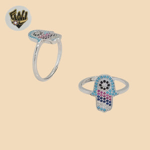 (2-5056) 925 Sterling Silver - Hamsa Hand Ring