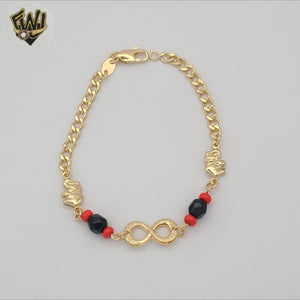 (1-0697) Gold Laminate - 4mm Curb Link Azabache Bracelet - BGF