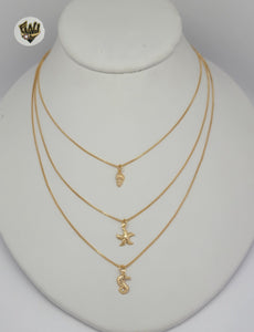 (1-6208) Gold Laminate - Sea Charms Layering Necklace - BGF