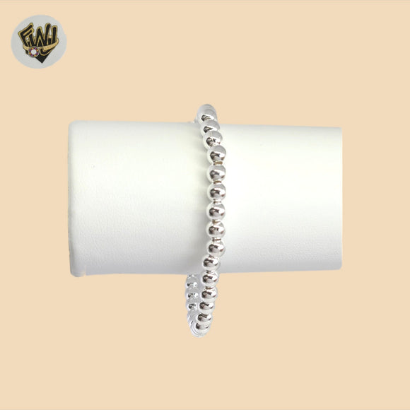 (2-0421) Plata de ley 925 - Pulsera de eslabones de bolas de 4 mm.