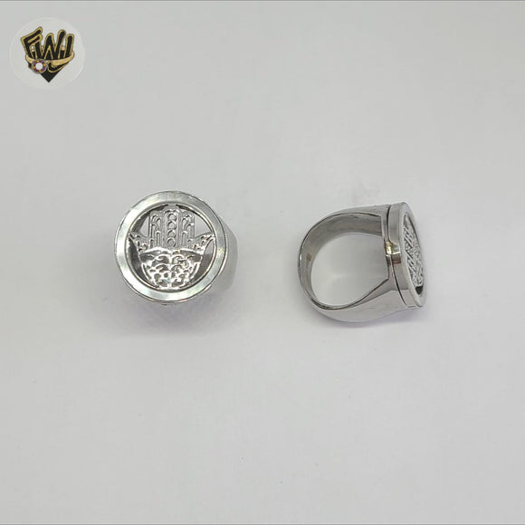 (4-0067-1) Stainless Steel - Hamsa Hand Ring.