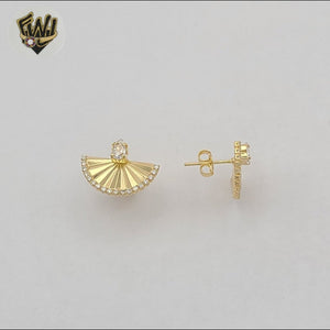 (1-1210-5) Gold Laminate - Fan Stud Earrings - BGF