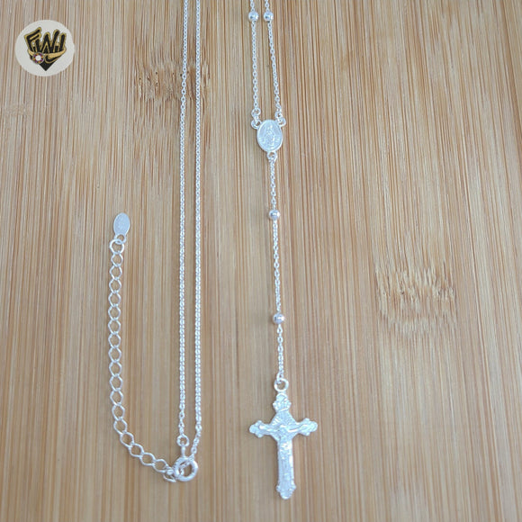 (2-2302) 925 Sterling Silver - Miraculous Rosary Necklace - 20