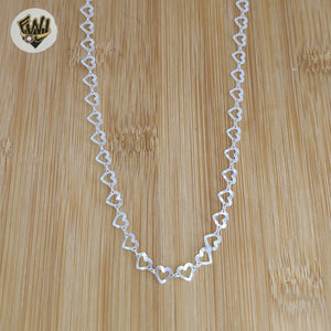 (2-8036) 925 Sterling Silver - Heart Link Chains.