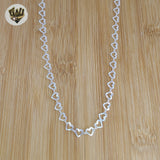 (2-8036) 925 Sterling Silver - Heart Link Chains.