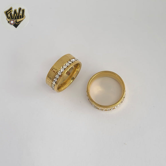 (4-0078) Acero inoxidable - Anillo para hombre con circonitas talladas.