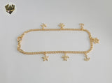 (1-0102) Gold Laminate - 3mm Curb Link Charms Anklet - 9.5” - BGF