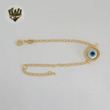 (1-0658) Laminado de oro - Pulsera de eslabones de mal de ojo de 2,5 mm - BGF