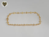 (1-0176) Gold Laminate -  Flowers Link Anklet - 9.5" - BGF