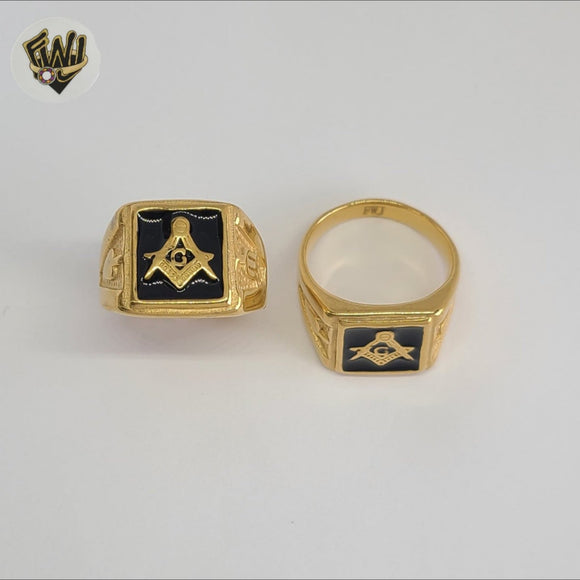 (4-0073-2) Stainless Steel - Masonic Symbol Men Rings.