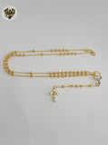 (1-3301) Gold Laminate - 3.5mm Zircon Rosary Necklace - 19.5" - BGF.