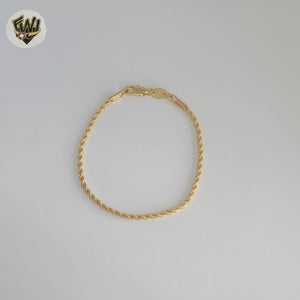 (1-0411) Laminado de oro - Brazalete de eslabones curvos de 2 mm - BGF