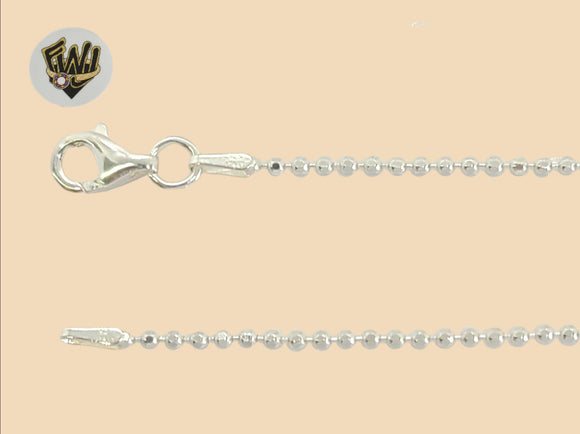 (2-0146-1) 925 Sterling Silver - 1.5mm Faceted Ball Link Anklet - 10